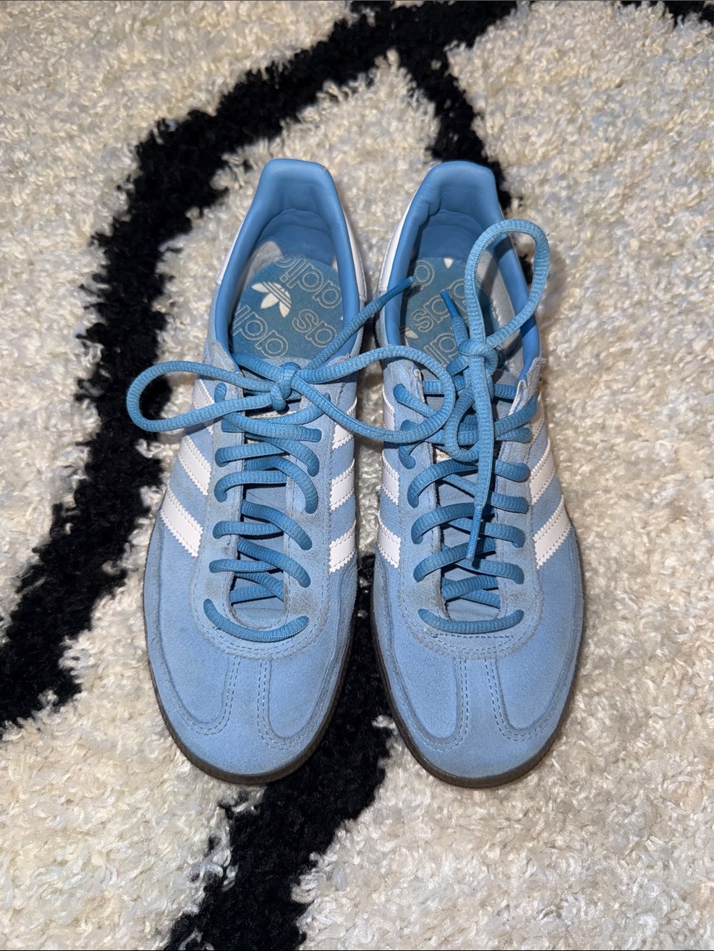 adidas Light Blue Suede Sneakers with White Stripes Spezial